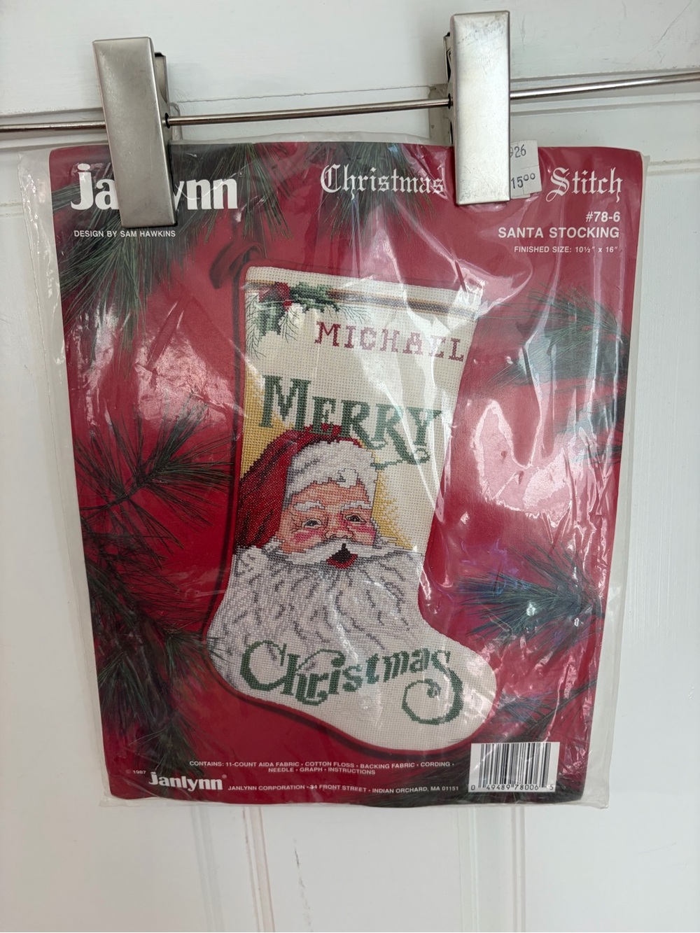 Vintage New Sealed 1987 Janlynn Christmas Santa Cross Stitch Stocking Kit 78-6